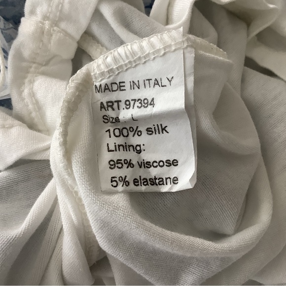 Viola Borghi Italy Blue Floral Silk Blouse with Bell Sleeves Sz L - Picture 6 of 9